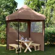 Vidaxl partytent inklapbaar pop-up met 2 zijwanden bruin - afbeelding 1