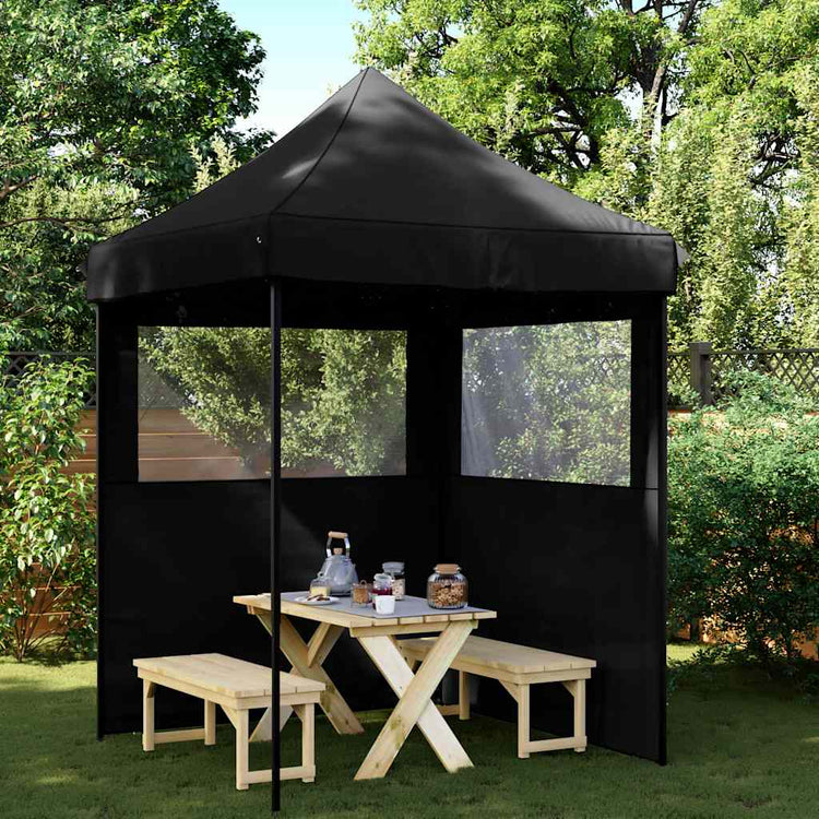 Vidaxl partytent inklapbaar pop-up met 2 zijwanden zwart