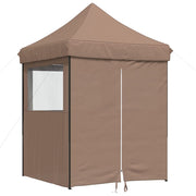Vidaxl partytent inklapbaar pop-up met 4 zijwanden bruin - afbeelding 2