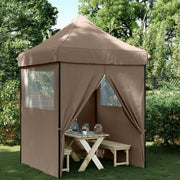 Vidaxl partytent inklapbaar pop-up met 4 zijwanden bruin - afbeelding 1