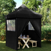 Vidaxl partytent inklapbaar pop-up met 4 zijwanden zwart - afbeelding 1