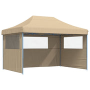 Vidaxl partytent inklapbaar pop-up met 3 zijwanden beige - afbeelding 2
