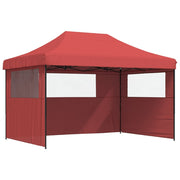 Vidaxl partytent inklapbaar pop-up met 3 zijwanden bordeauxrood - afbeelding 2
