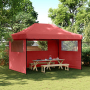 Vidaxl partytent inklapbaar pop-up met 3 zijwanden bordeauxrood - afbeelding 1