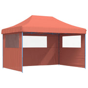Vidaxl partytent inklapbaar pop-up met 3 zijwanden terracottakleurig - afbeelding 2