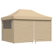 Vidaxl partytent inklapbaar pop-up met 4 zijwanden beige - afbeelding 2