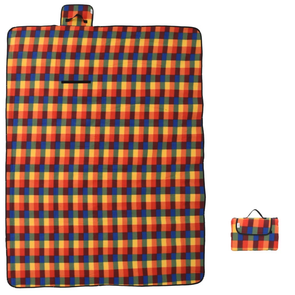 Vidaxl picknickkleed opvouwbaar geruit 200x150 cm fluweel meerkleurig