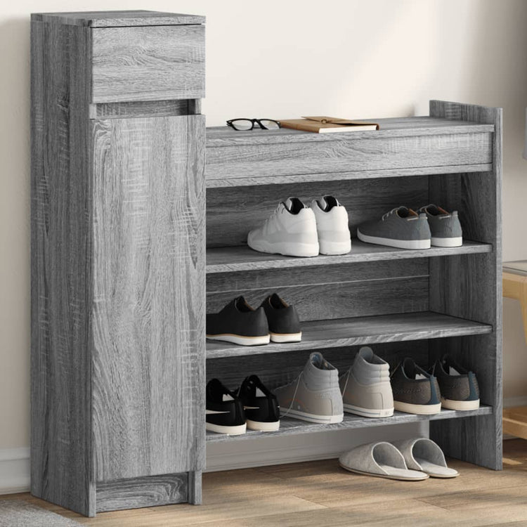 Vidaxl schoenenkast 100,5x28x100 cm bewerkt hout grijs sonoma eiken