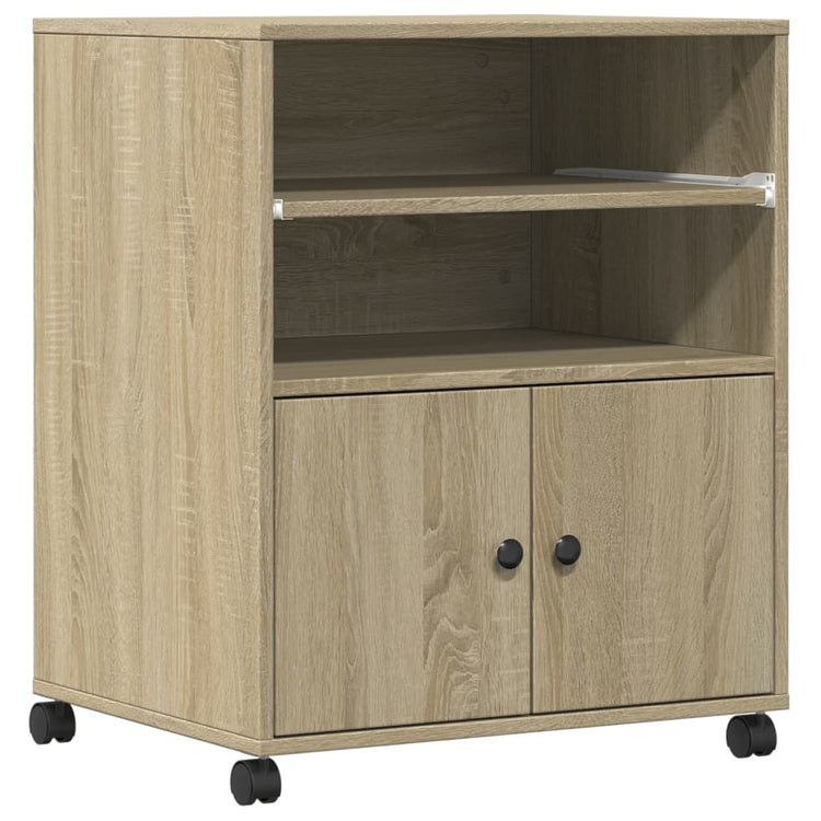 Vidaxl printerkastje met wielen 60x48x74 cm sonoma eikenkleurig