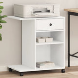 Vidaxl printerkastje met wielen 60x40x68,5 cm wit - afbeelding 1