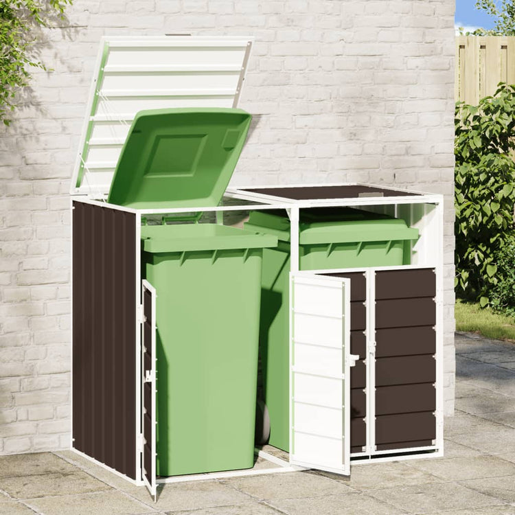 Vidaxl containerberging voor 2 containers 144x81x113 cm staal bruin