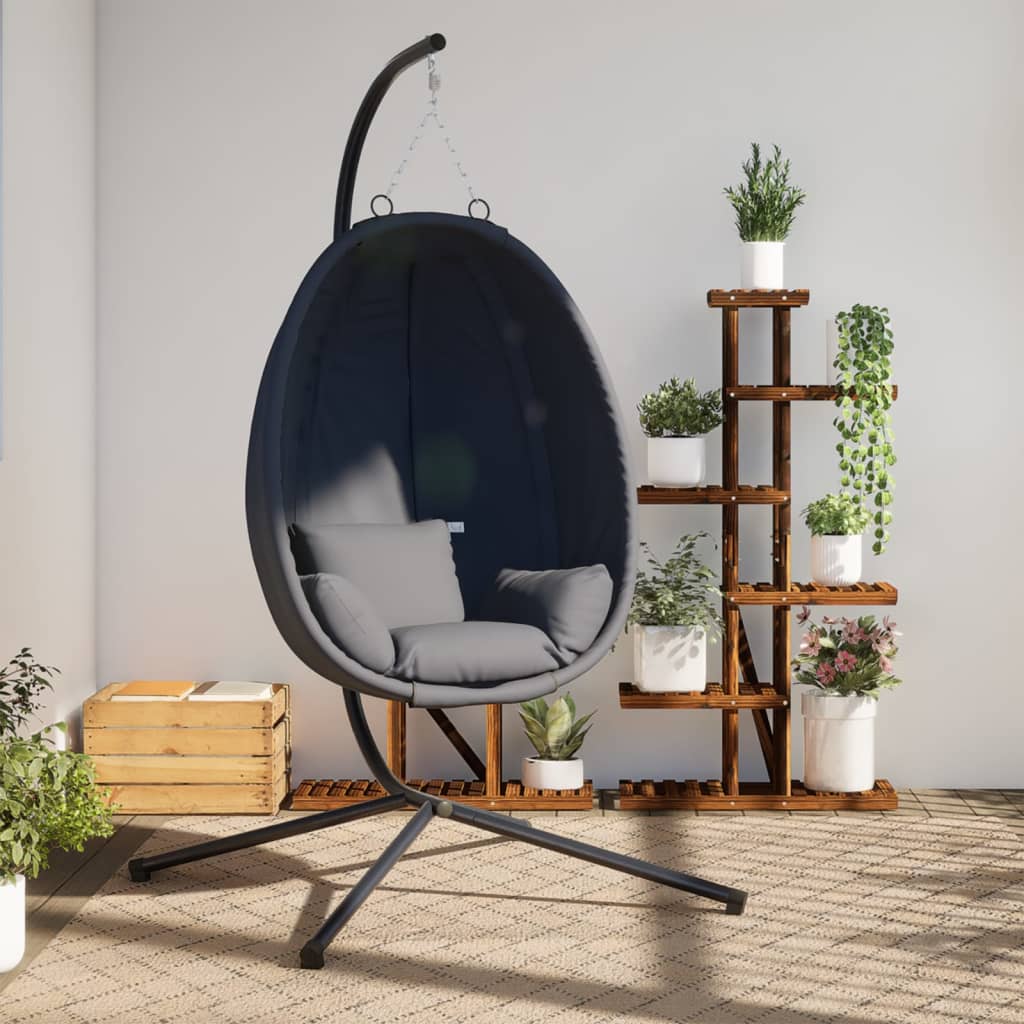 Vidaxl hangende egg chair met standaard antraciet stof en staal