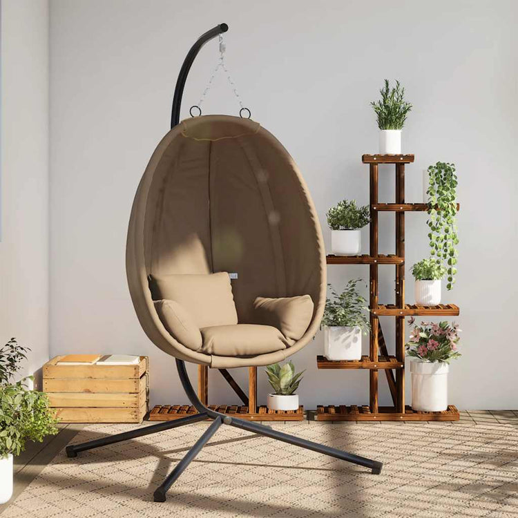 Vidaxl hangstoel met standaard stof en staal taupe