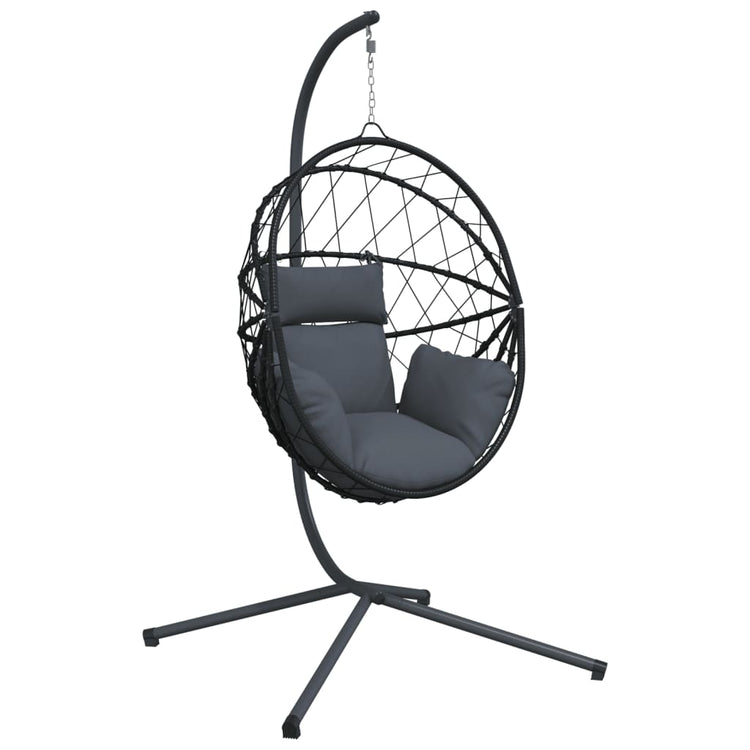 Vidaxl hangstoel met standaard rattan en staal antracietkleurig
