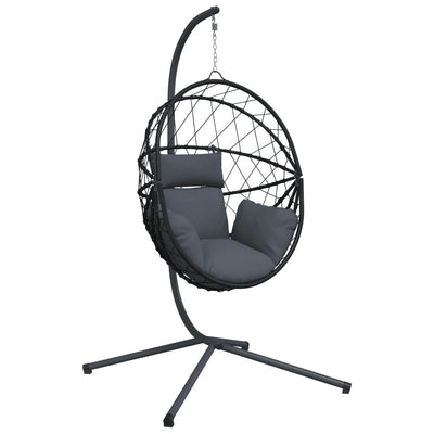 Vidaxl hangstoel met standaard rattan en staal antracietkleurig
