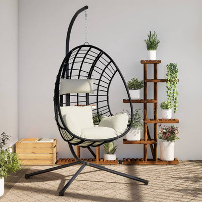 Vidaxl hangstoel met standaard rattan en staal beige