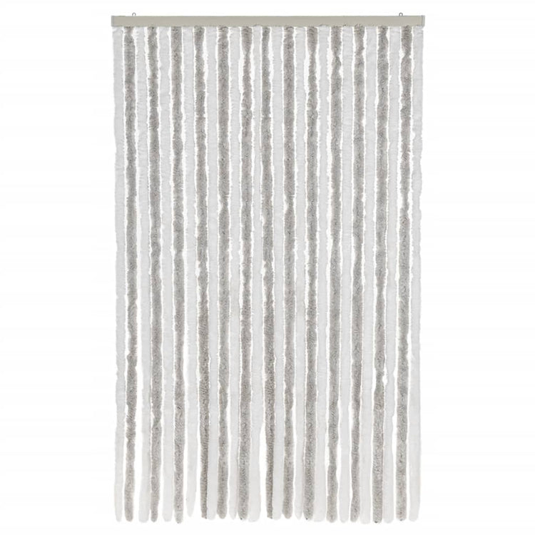 Vidaxl vliegengordijn 118x220 cm chenille lichtgrijs en wit