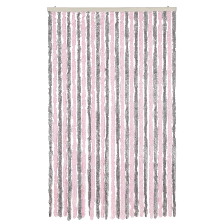 Vidaxl vliegengordijn 118x220 cm chenille zilvergrijs en roze