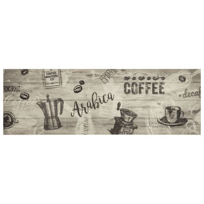 Vidaxl keukenmat wasbaar koffieprint 60x180 cm fluweel grijs