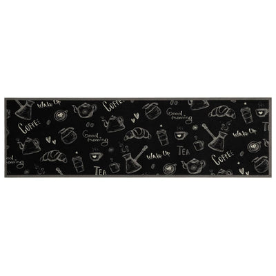 Vidaxl keukenmat wasbaar ochtendprint 45x150 cm fluweel zwart