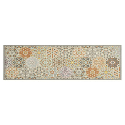 Vidaxl keukenmat wasbaar zeshoekpastelprint 45x150 cm fluweel