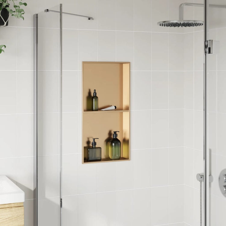 Vidaxl douchenis 32x62x9 cm roestvrijstaal geborsteld goudkleurig