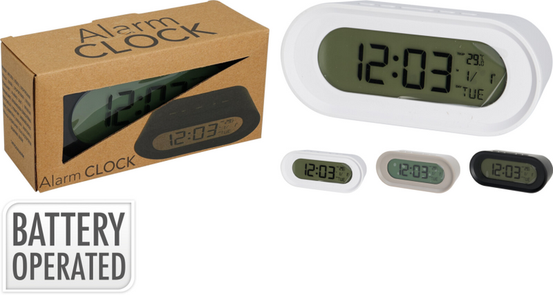 Wekker digitaal 149x50x62mm 3 assorti kleur