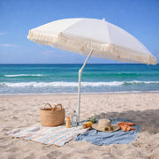 Overige merken pro beach parasol aruba met franjes 180 cm ecru - afbeelding 2