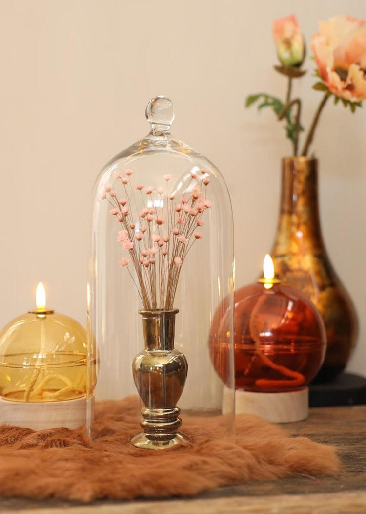Ideas for seasons grote glazen stolp met knop ø13xh30cm
