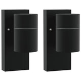 Vidaxl buiten wandlamp 2 st zwart 6,5 x 10,5 x 16 cm rvs en glas - afbeelding 2