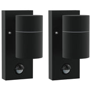 Vidaxl buiten wandlamp 2 st zwart 6,5 x 10,5 x 16 cm rvs en glas - afbeelding 2