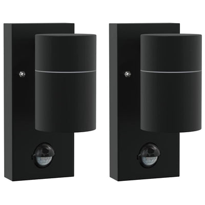 Vidaxl buiten wandlamp 2 pcs zwart 6,5 x 10,5 x 16 cm rvs en glas