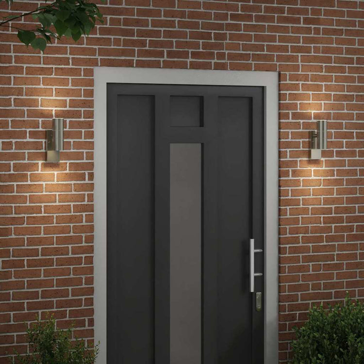 Vidaxl buiten wandlamp 2 st zilver 7 x 10 x 22 cm rvs en glas