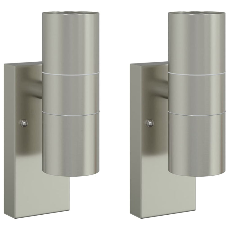 Vidaxl buiten wandlamp 2 st zilver 7 x 10 x 22 cm rvs en glas