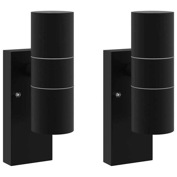 Vidaxl buiten wandlamp 2 st zwart 7 x 10 x 22 cm rvs en glas