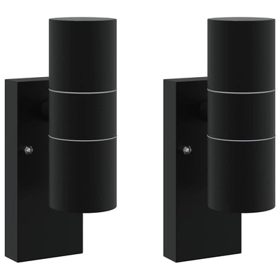 Vidaxl buiten wandlamp 2 pcs zwart 7 x 10 x 22 cm rvs en glas
