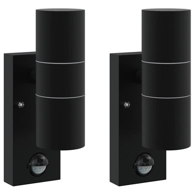 Vidaxl buiten wandlamp 2 pcs zwart 7 x 10 x 22 cm rvs en glas