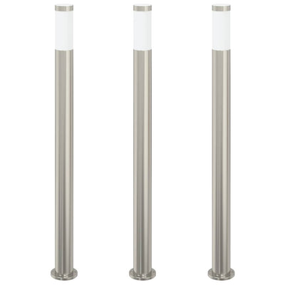 Vidaxl bolderverlichting 3 stuks 110 cm rvs ip44
