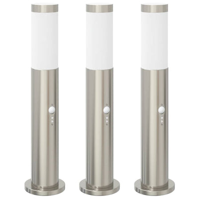 Vidaxl bolderverlichting met sensor 3 stuks 50 cm rvs ip44