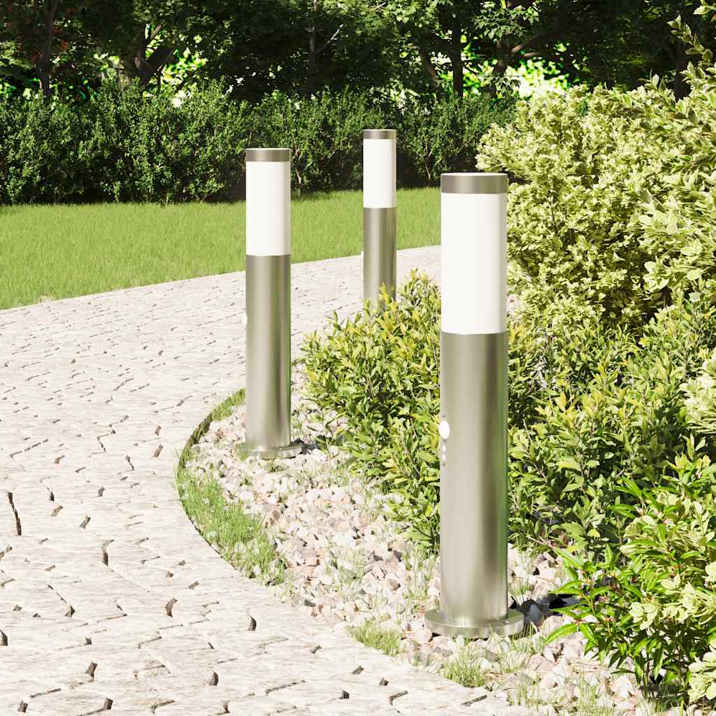 Vidaxl bolderverlichting met sensor 3 stuks 50 cm rvs ip44
