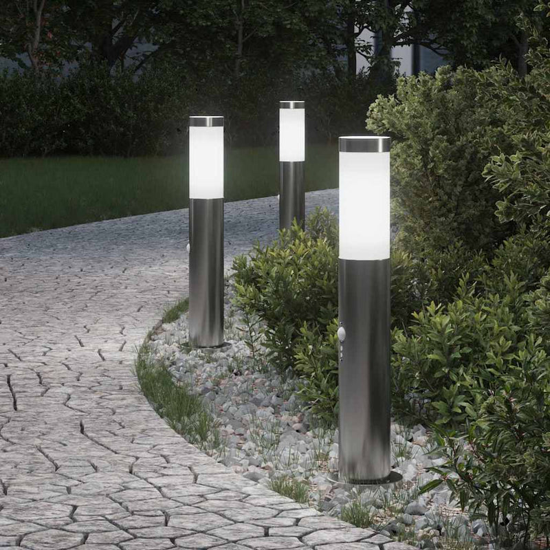Vidaxl bolderverlichting met sensor 3 stuks 50 cm rvs ip44