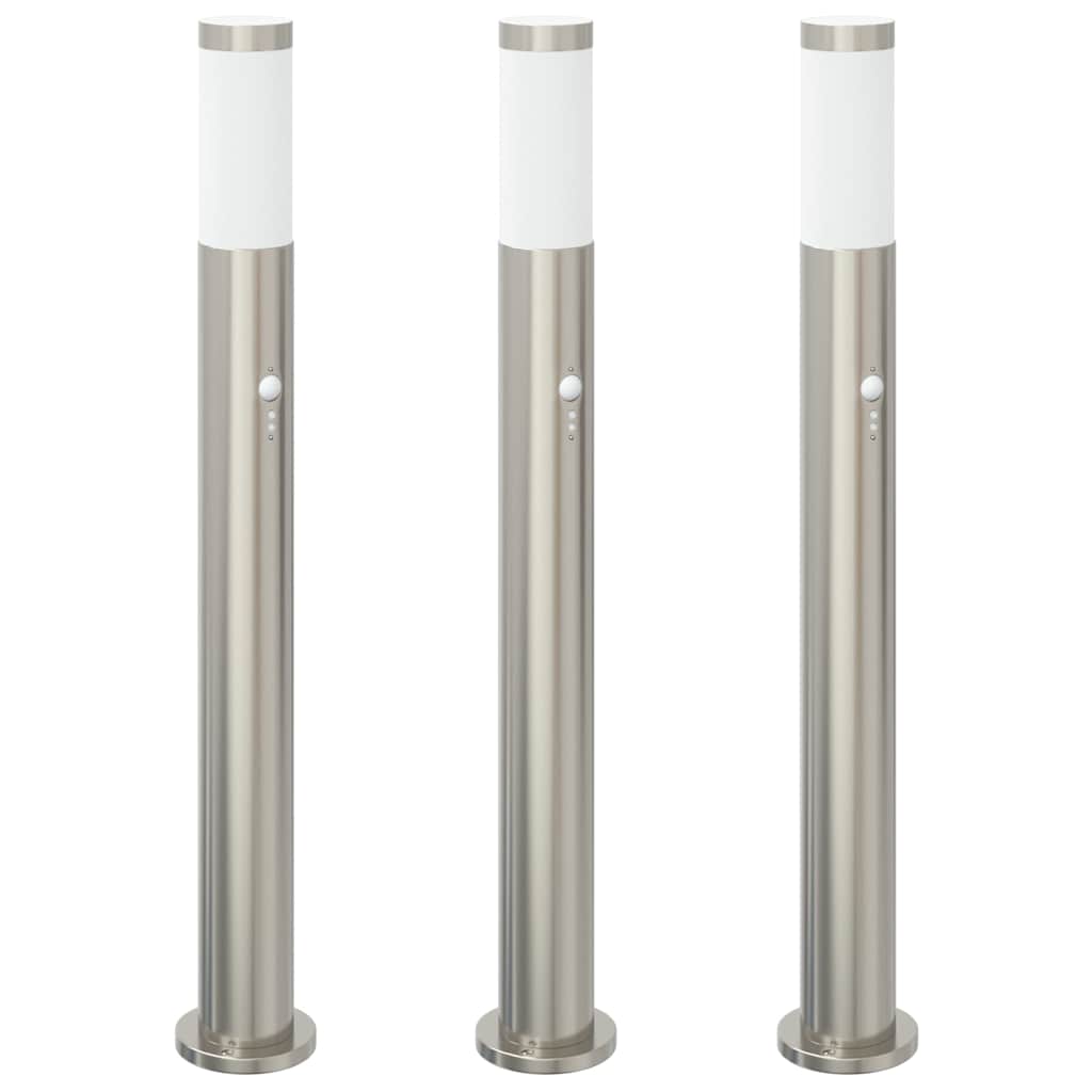 Vidaxl bolderverlichting met sensor 3 stuks 80 cm rvs ip44