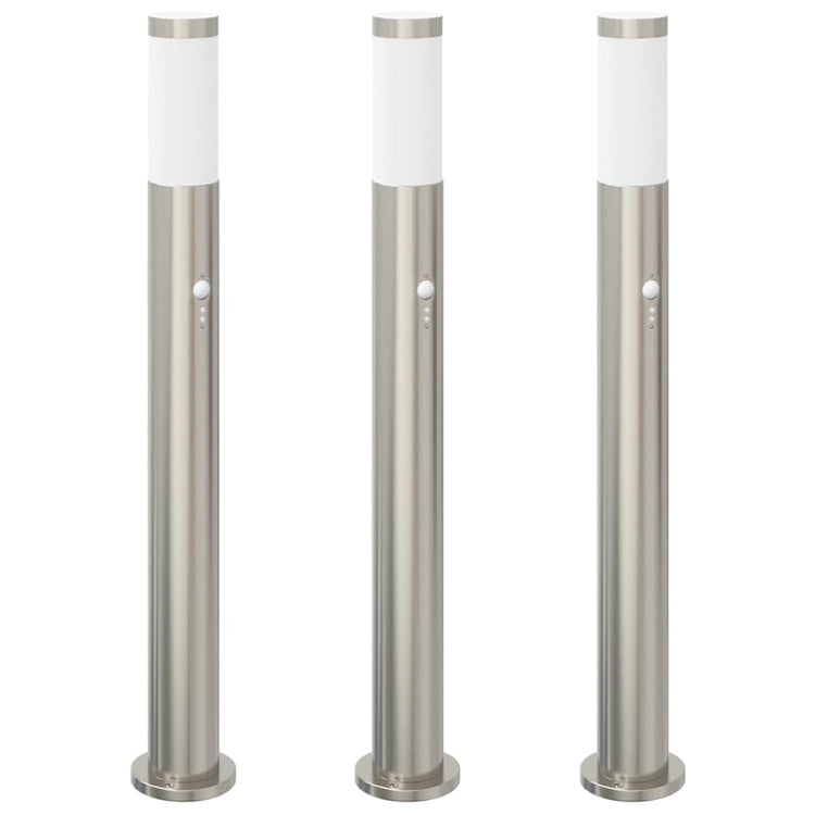 Vidaxl bolderverlichting met sensor 3 stuks 80 cm rvs ip44