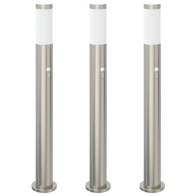 Vidaxl bolderverlichting met sensor 3 stuks 80 cm rvs ip44
