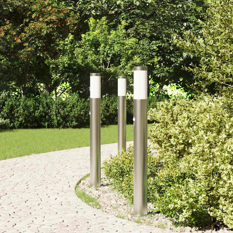 Vidaxl bolderverlichting met sensor 3 stuks 80 cm rvs ip44