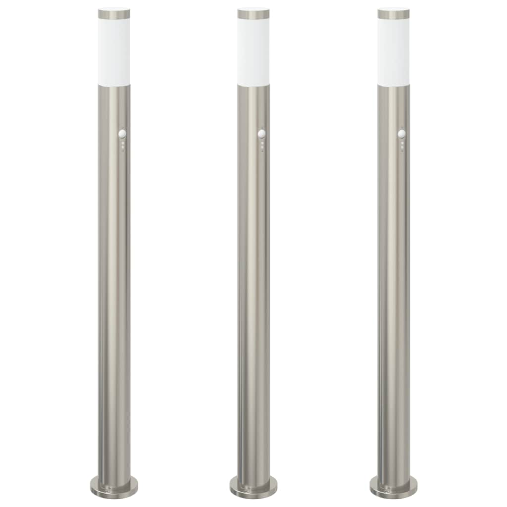 Vidaxl bolderverlichting met sensor 3 stuks 110 cm rvs ip44