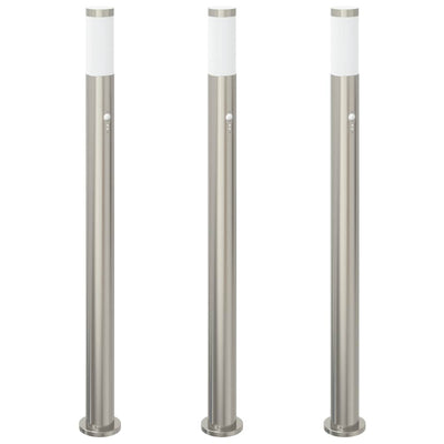 Vidaxl bolderverlichting met sensor 3 stuks 110 cm rvs ip44