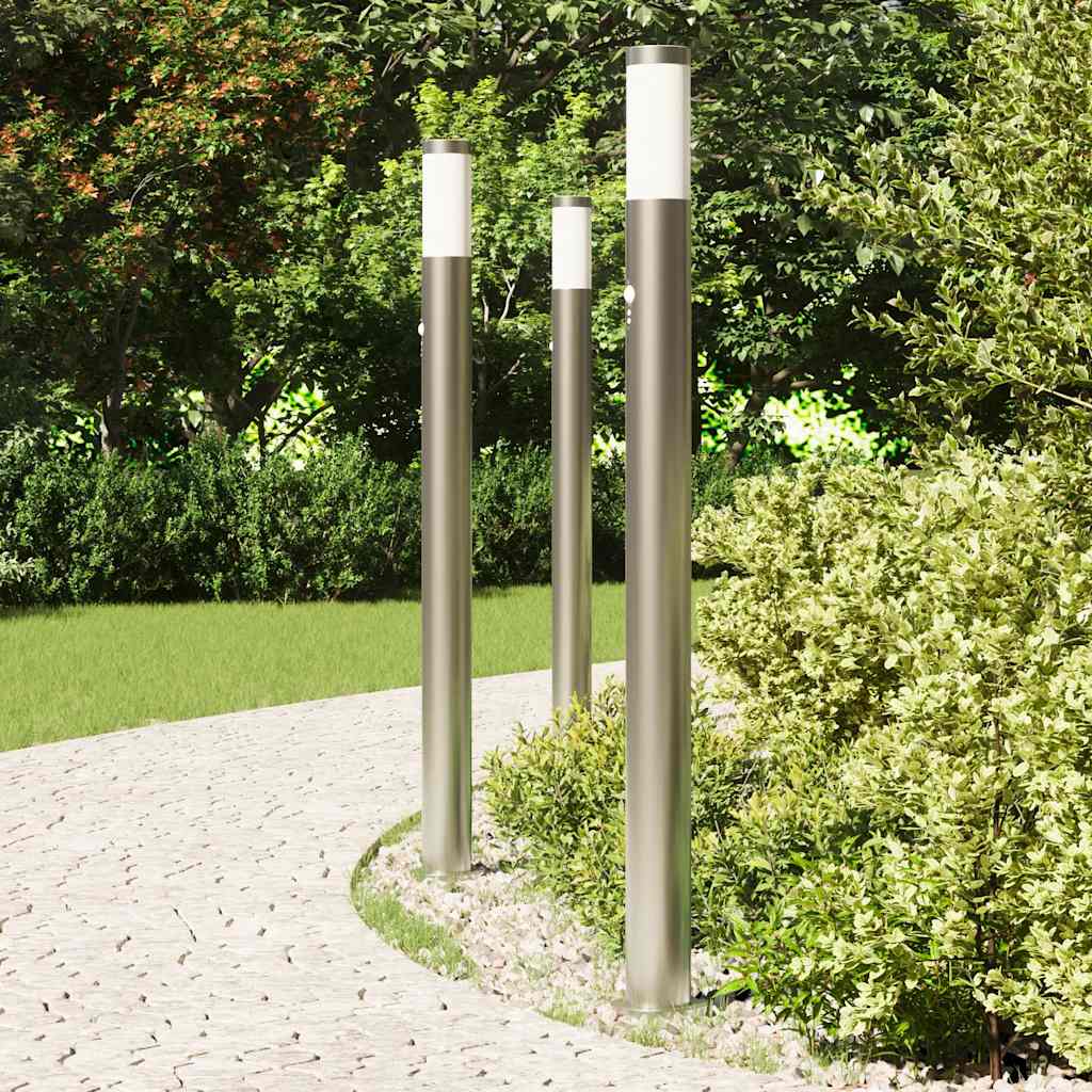 Vidaxl bolderverlichting met sensor 3 stuks 110 cm rvs ip44