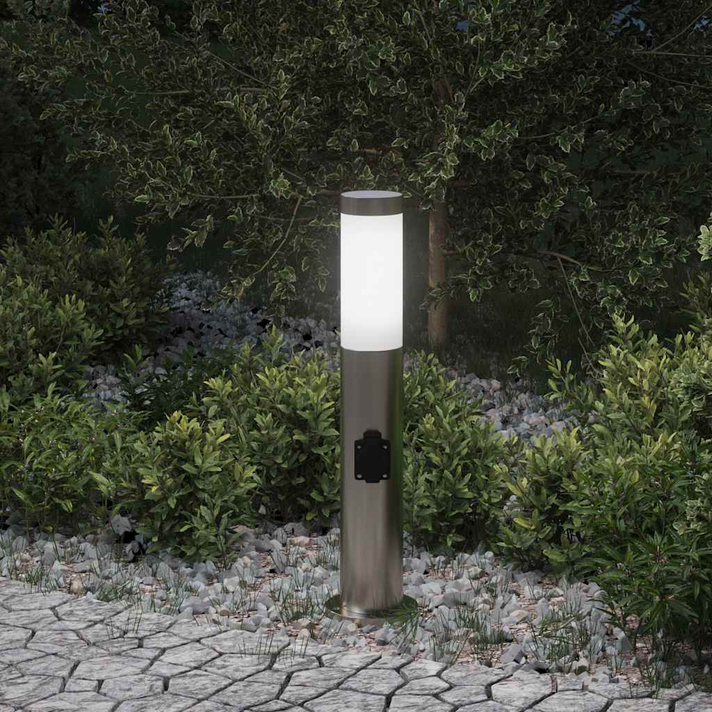 Vidaxl bolderarmatuur met stopcontact 50 cm rvs ip44
