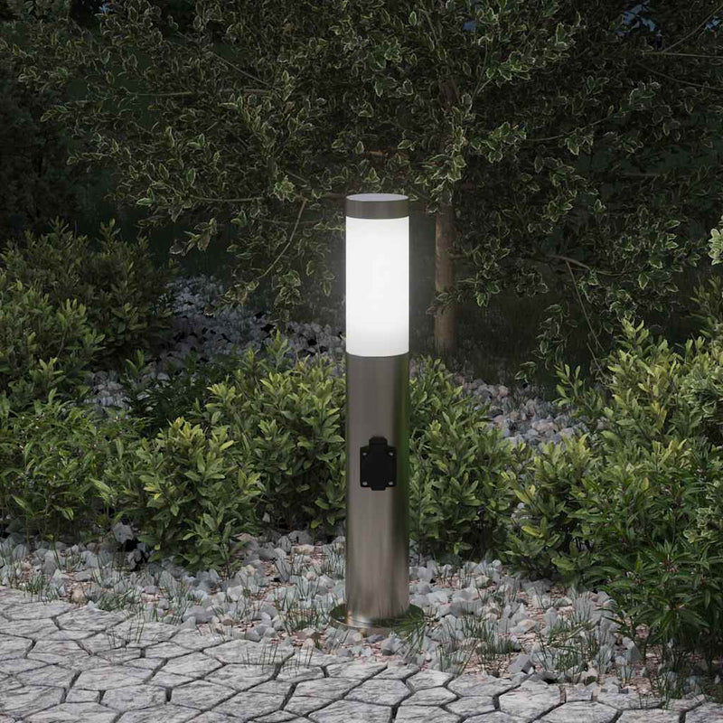 Vidaxl bolderarmatuur met stopcontact 50 cm rvs ip44